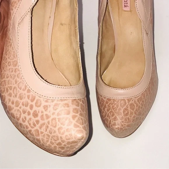Samanta pink snakeskin print heels leather sz8 wide formal wedding casual boho - Picture 8 of 16
